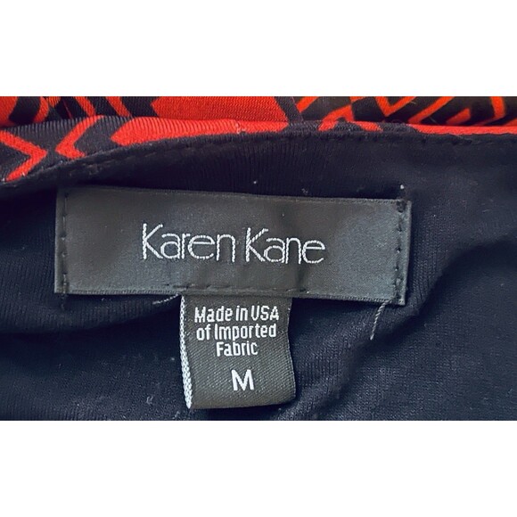 Karen Kane 4L60547 Tangerine Red Diamond Print Stretch Jersey Tiffany Dress M - Picture 6 of 9